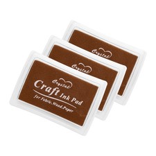 3pcs 1.5 x 2.4" Washable Finger Ink Pad for Rubber Stamps Craft, Brown