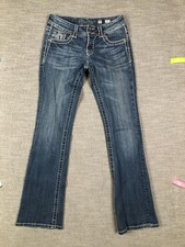 Miss Me Jeans Womens 27 Blue Bootcut Dark Wash Low Rise Embellished Rhinestone