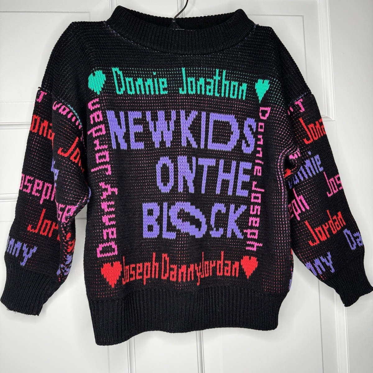 New Kids On The Block Vintage Neon Knit Sweater Size Girls 8-10