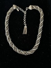 Vintage Monet Braided Wide Chain Chunky Necklace Gold Tone 3/8" W x 20  L L4