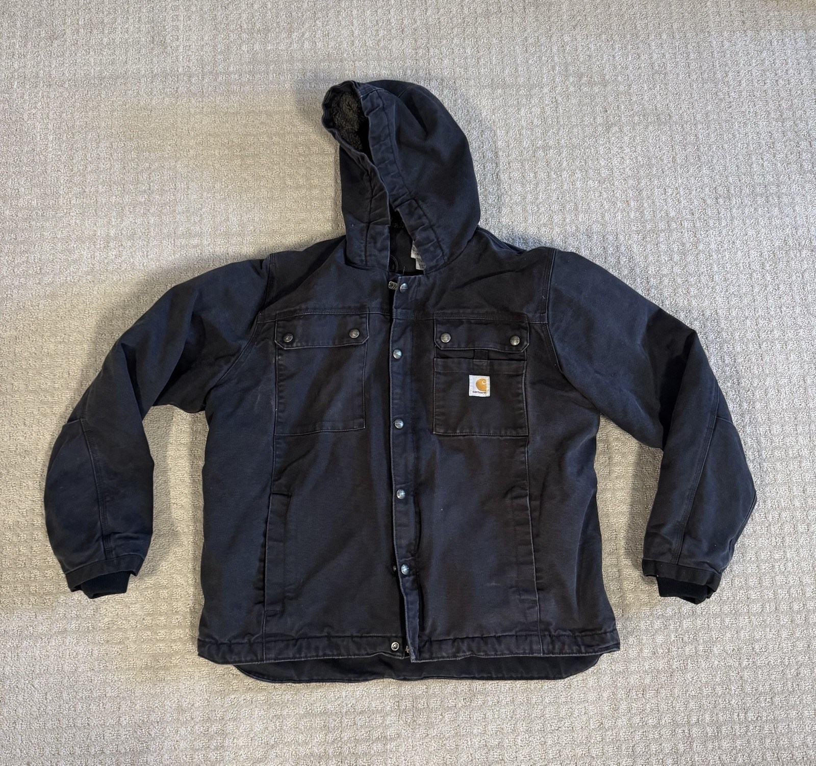 Carhartt Relaxed-Fit Washed Duck Sherpa-Fleece Lined Utility Jacket Men’s Large