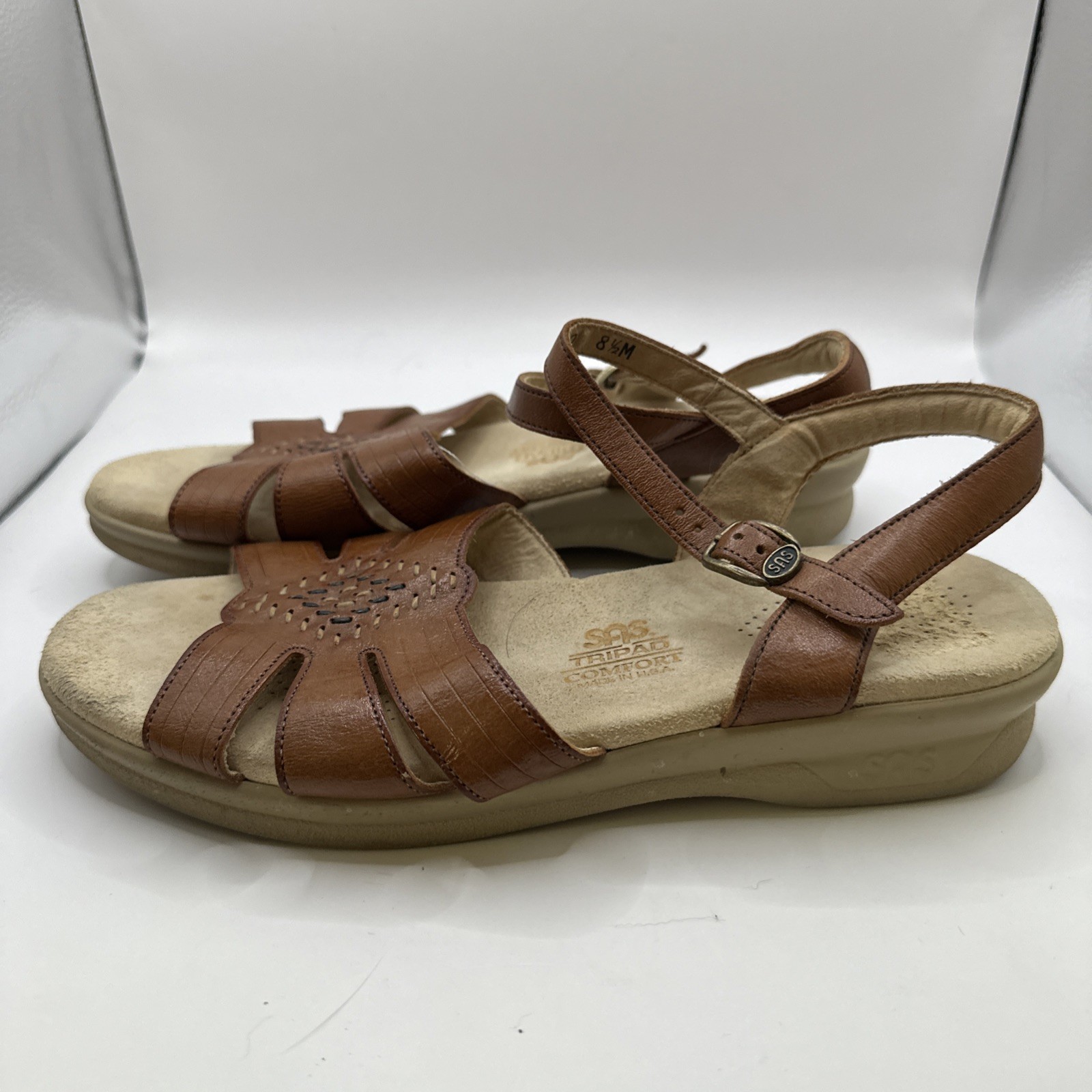 SAS Women's Antique Tan Huarache Leather Sandals Tripad Comfort US 8.5