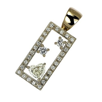  K18CG Heart Shape Diamond Pendant Top 0.425ct J SI2 D0.38ct - Auth free shippin
