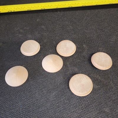 Qty 6 Wooden Button Caps 1 Inch Base 1-1/8 Top Hardwood