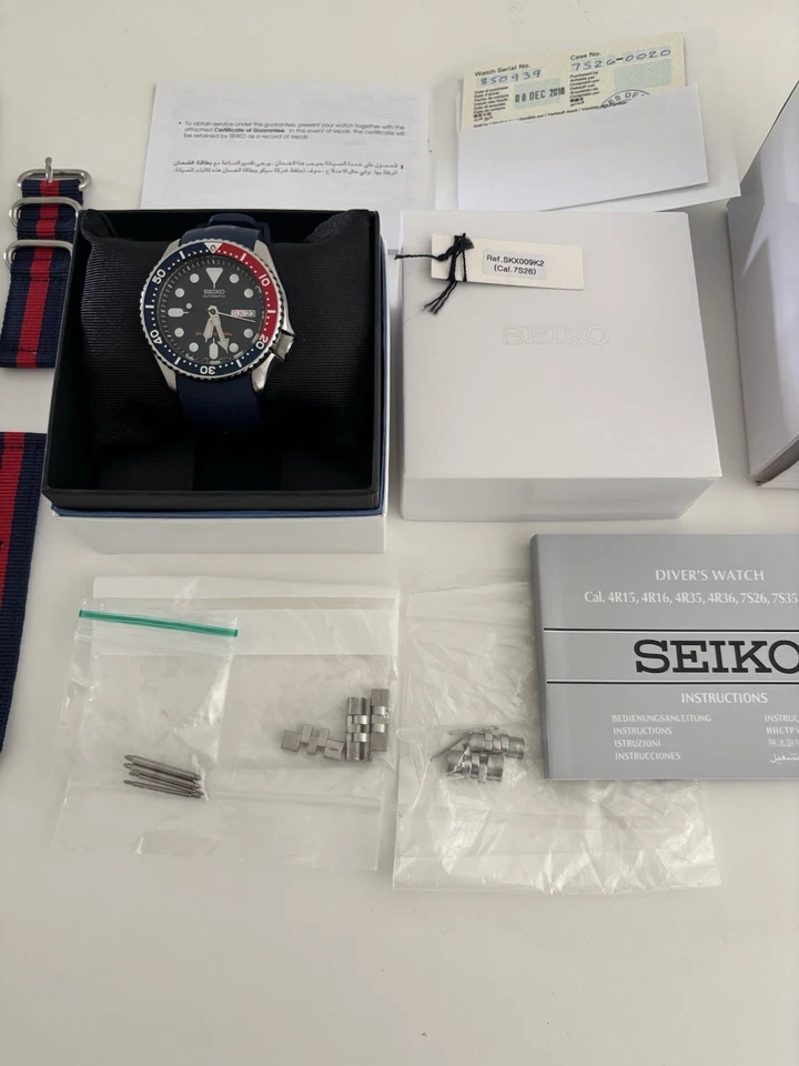 Seiko SKX009K2 Pepsi Bezel Divers Watch - Stickered - Full Set Box & Papers, photo 4 of 5