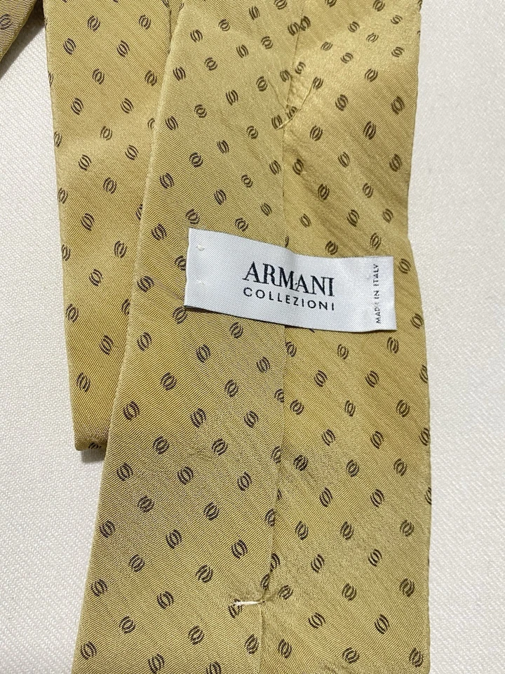 Corbata para hombre ARMANI COLLEZIONI beige seda hecha en Italia ex estado Foto 2 de 4