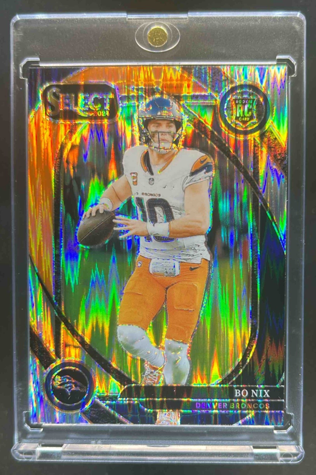 2024 Select Bo Nix Club RC Black and Orange Prizm Shock #221 Broncos