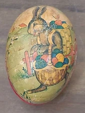 Vintage Large German Paper Mache Easter Egg Nesting 4" Long