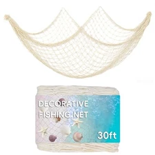 30 ft Fishing Net Decorations for Nautical-Themed Party Ocean Beach Decor