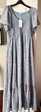 Baltic Born Dress Smocked Dusty Blue Terra-Cotta NWT M