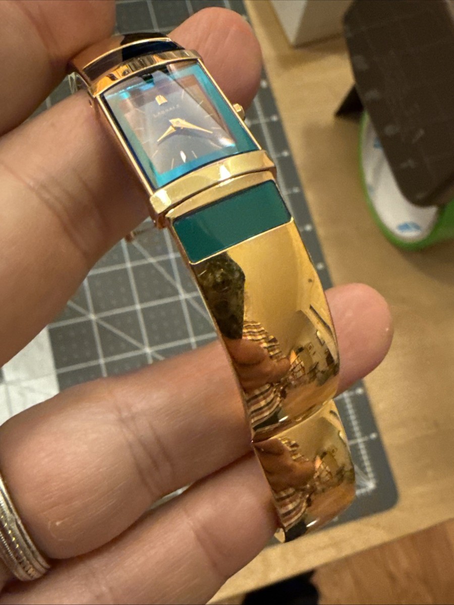 Rare Seiko Lassale Lady's Watch W/Snap 23k Gold Plated Emerald