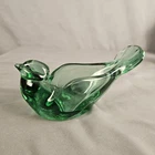 Vintage Fenton Glass Green Dove Bird Votive Candle Holder / Trinket Dish