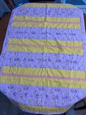 Vintage 80s Care Bears Handmade Baby Quilt, Hand Tied Patchwork Nursery Blanket,
