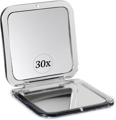 MIRRORVANA 30X Compact Magnifying Mirror for Travel, Handheld and Foldable Squar