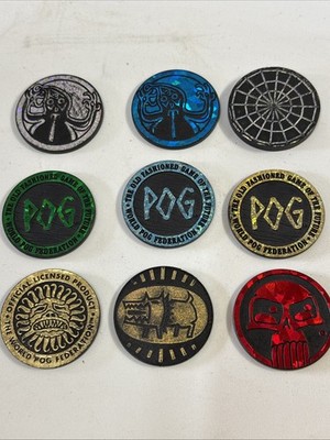 Lot of 9 Plastic POG Slammer 1994 WPF  #1, 1B, 7, 8, & 26