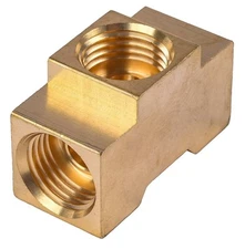 JEGS 63214  Brass Tee Fitting 1/2 in -20 Inverted Flare Ends