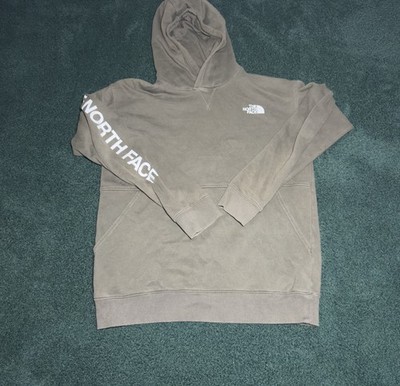 The North Face boys XL olive brown Fleece Pullover Hoodie Graphic Print Logo