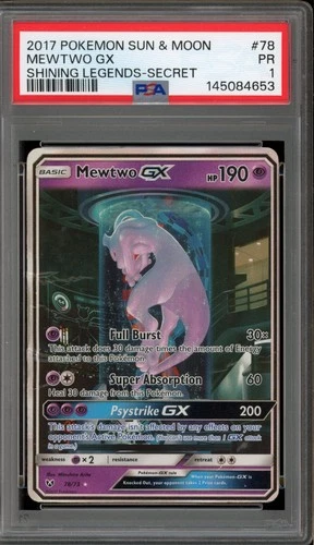 Pokemon Mewtwo GX Shining Legends Secret Rare #78 PSA 1