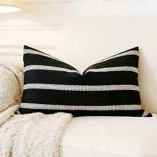 Decorative Rectangular Throw Pillow Cover 20" x 12" Pack of 1 B-stripe Black
