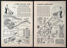 Rullo Prato e Coltivatore Giardino 1944 Come Costruire PIANI Costruzione Legno
