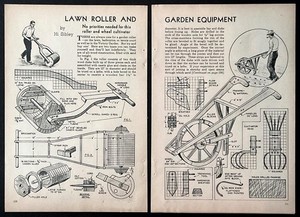 Lawn Roller and Garden Cultivator 1944 HowTo Build PLANS wooden construction