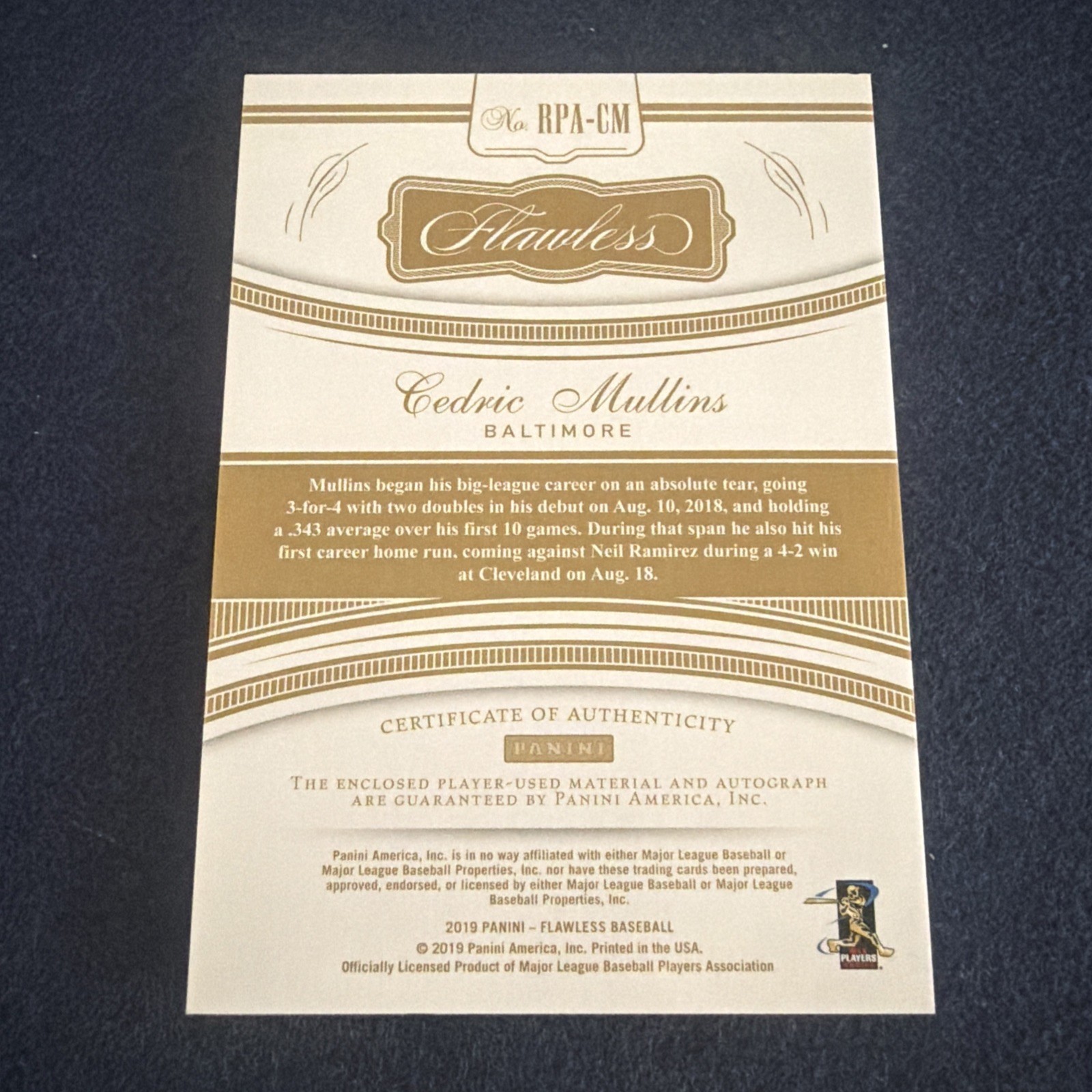 🔥 2019 PANINI FLAWLESS CEDRIC MULLINS AUTO ROOKIE RPA PATCH RC /15🔥 view 14