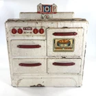 1930s Marx Pretty Maid Toy Oven Metal Enamel Tin Range Kitchen Stove Vintage
