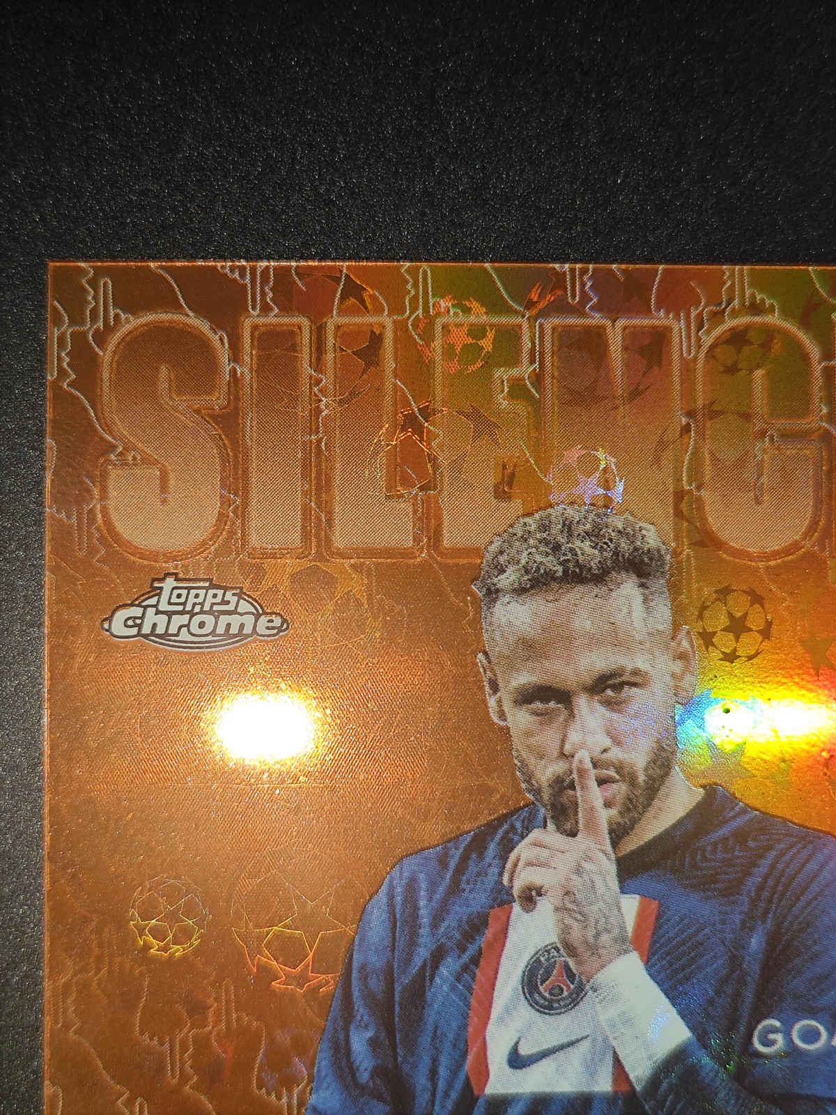2025-26 Topps Chrome UCC Neymar Jr. Silenced Orange LogoFractor 17/25 PSG view 9