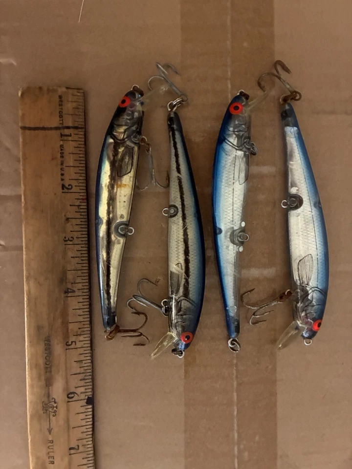 Lot Of 4 Bomber 5” Clear Blue Minnow Lures Lure - Image 2 of 4