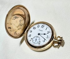 Elgin 1917 Pocket Watch 7329877 Hunter, Gold Filled 7 Jewel Grade 442, Working
