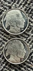 Lot of 2, 1/10th ozt .999 Silver Rounds Indian Head Buffalo Coins