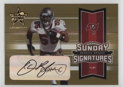 2005 Leaf Rookies & Stars Longevity Gold 71/99 Derrick Brooks Auto HOF 06st