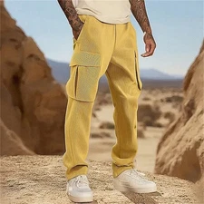 Men Casual Sports Corduroy Pants Workout Slim Fit Sweatpant Long Trousers