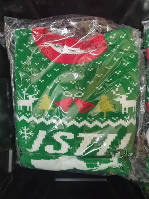 BUNKER Jstu Christmas Sweater Holiday YouTube Laugh Daily Youth Large YL + Tote Bag