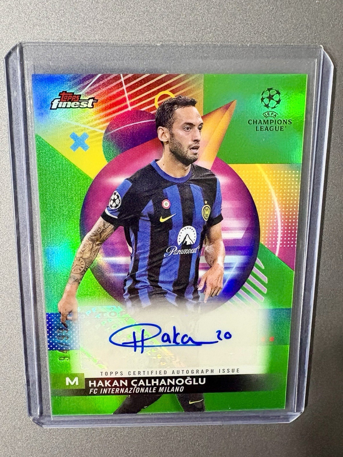 2023-24 Topps Finest UCC Hakan Calhanoglu Green Auto Autograph /99