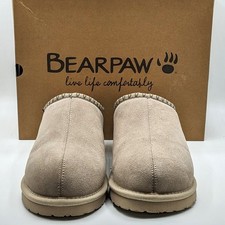 BEARPAW  Cara II  Women  s Indoor/Outdoor Wool Lined Suede Slippers Mushroom 11
