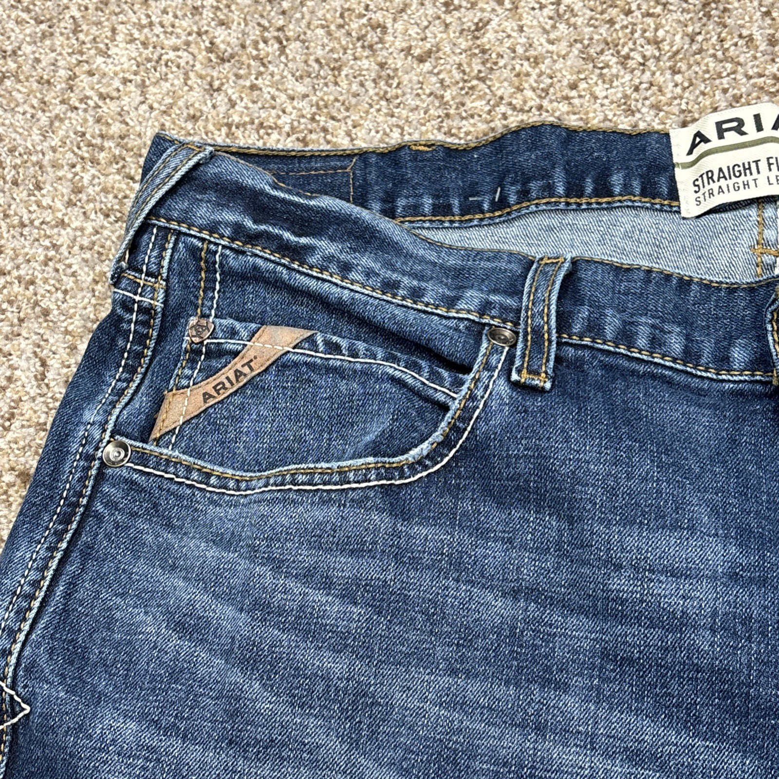 Ariat Denim M5 Jeans Straight Fit Straight Leg Mens 40x32 Heath Wash Fits 39x31 - View 3