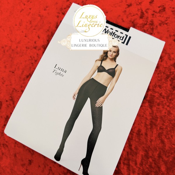 Luna Tights By Wolford S Small Black Silver Strumpfhose PüNktchen Glitzer Glanz-image