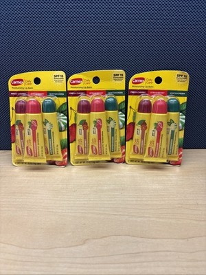 Lot Of 3 Carmex 3-Pack Daily Care Lip Balm SPF15 Cherry Strawberry Wintergreen