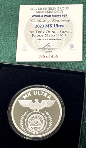 1oz 2023 MK Ultra Proof With COA + Box Silver Shield Top-secret CIA New Order - Picture 23 of 24