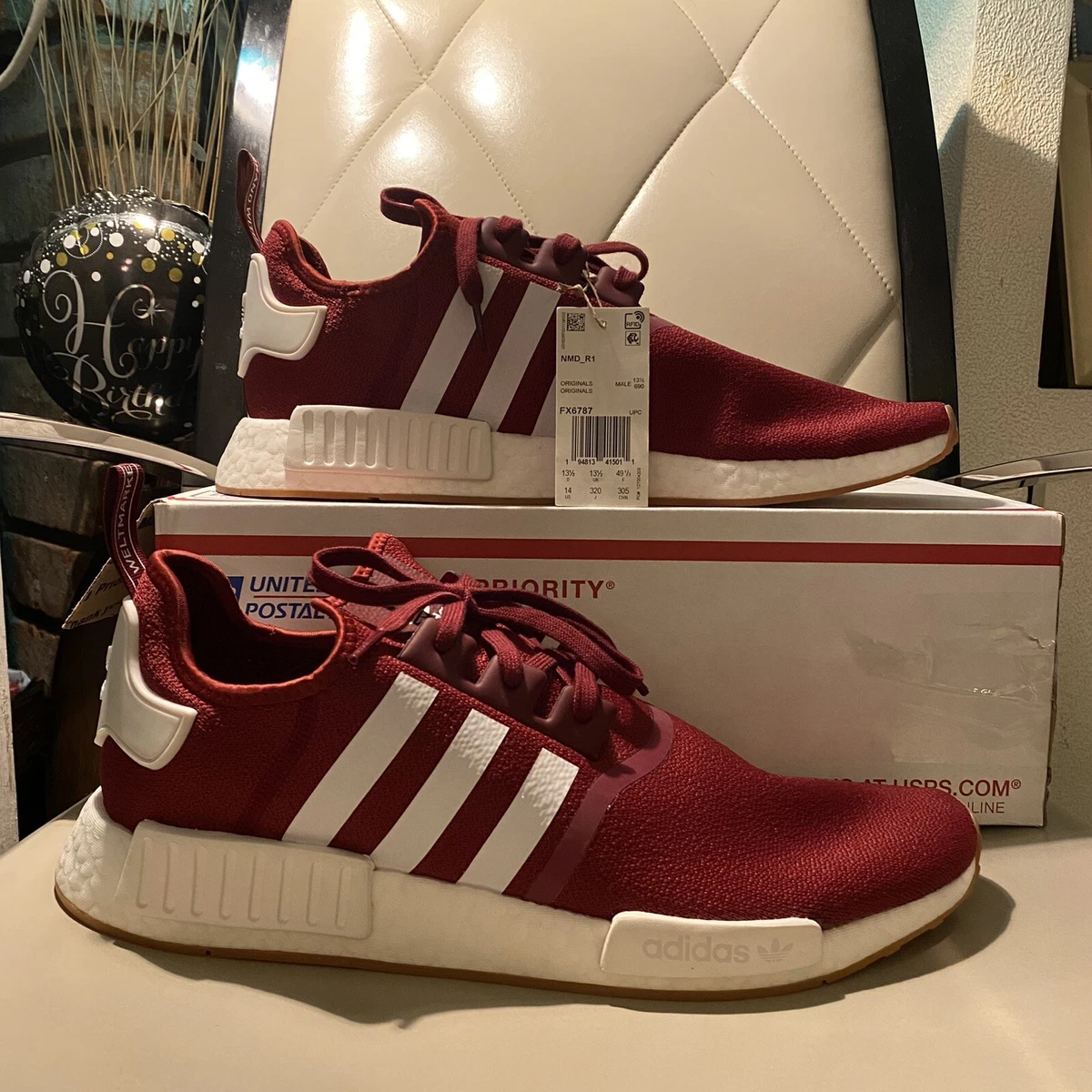 Adidas R1 Size 14 Mens Collegiate Burgundy White Gum FX6787 | eBay