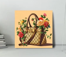 FRAMED Luxury Fashion Design Art Bag Stretched Canvas Ready to Hang 50x50cm