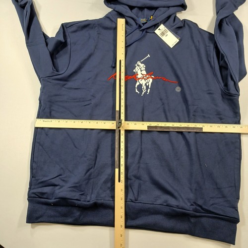 Polo Ralph Lauren Big Pony Logo Fleece Hoodie Sweatshirt Mens 2XB Big Tall Navy - Picture 8 of 11
