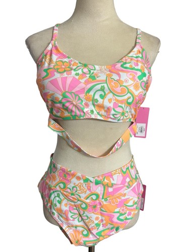 Ninety-Nine Swimsuit 690 Elect Vibe 2 pcs Plus 1X Floral Cut Out Bralette NWT - Picture 5 of 12