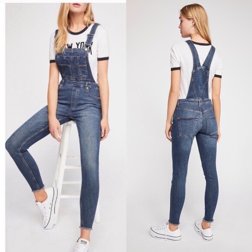 Free People Lexden Blue Denim Overalls 