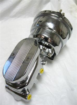 7'' Street Rod Dual Power Brake Booster w/ Center Finned Master Cylinder CHROME