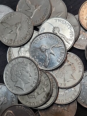 Bermuda 25 Cents Many Key Dates Coin, Low Mintage   Free Shipping!!!! Nice 