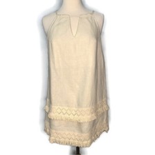 Reformation Beige Oatmeal Lindos Fringe Mini Linen Dress Size XS Mint!