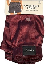 NWT AMERICAN EAGLE Satin Pocket Boxer Sz XS-S-M-L-XL Red Purple Burgundy 74