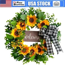 Sunflower Wreath Flower Spring Summer Artificial Garland For Front Door Window